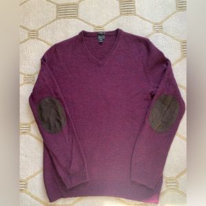 J. Crew Merino Wool Slim Elbow Patch V-Neck Sweater